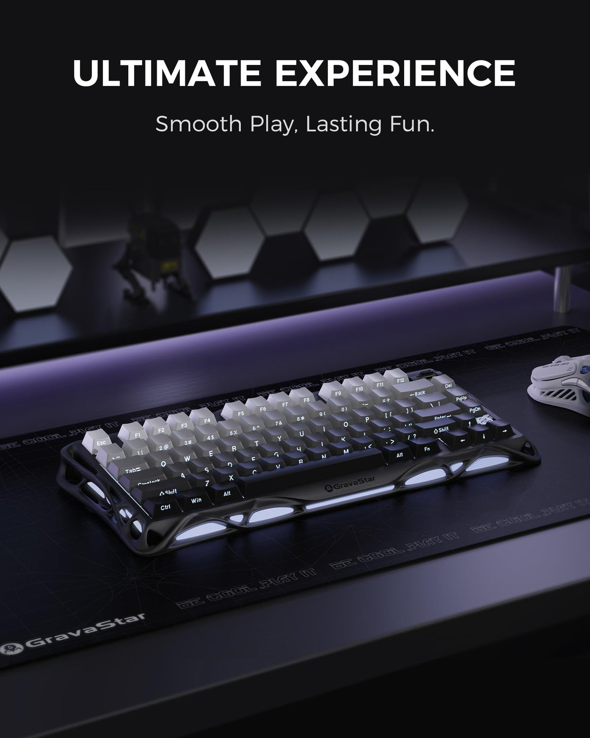 GravaStar Mercury K1 Mechanical Keyboard with Aluminium Frame, 75% Wireless Gaming Keyboard, Hot Swap Custom Keyboard with Button, Gasket, RGB Tri-Mode Keyboard, PBT Keycaps, 8000 mAh White