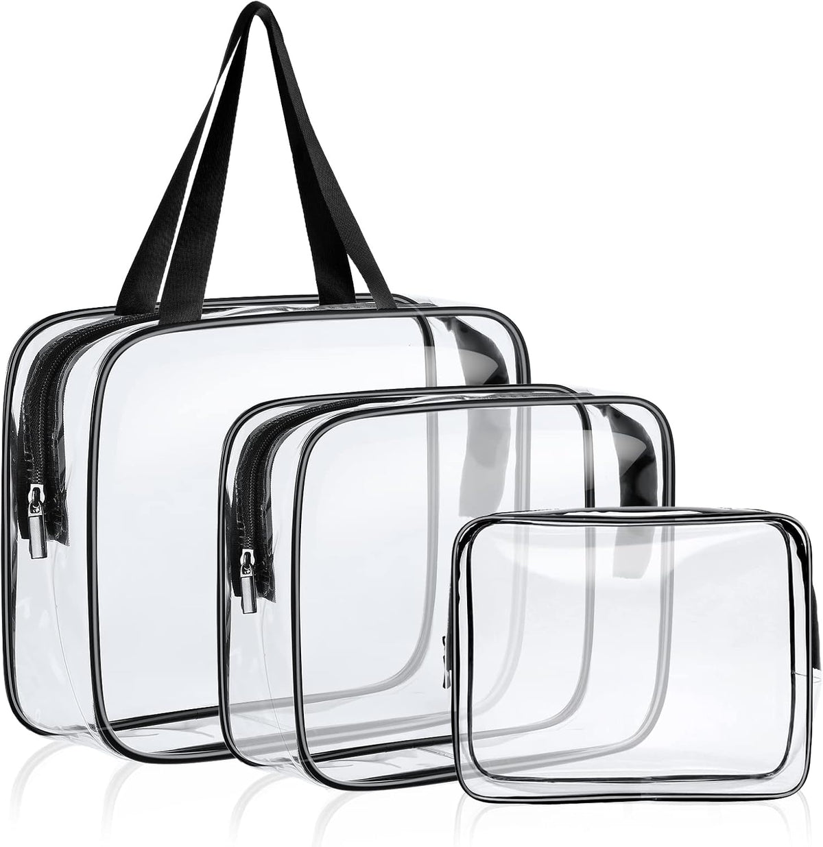 Aucuu Clear Toiletries Bag, 3 Pack PVC Waterproof Toiletries Carry Pouch, TSA Approved Travel Toiletry Bag with Zipper, Multi-Size Cosmetic Makeup Bags for Men, Women and Kids - Travel Business