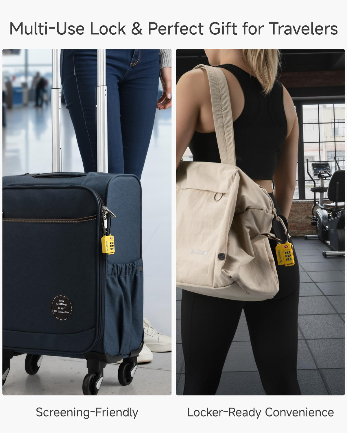 LUGGEX Suitcase Locks, Luggage Locks, TSA Approved Luggage Locks,Black,2