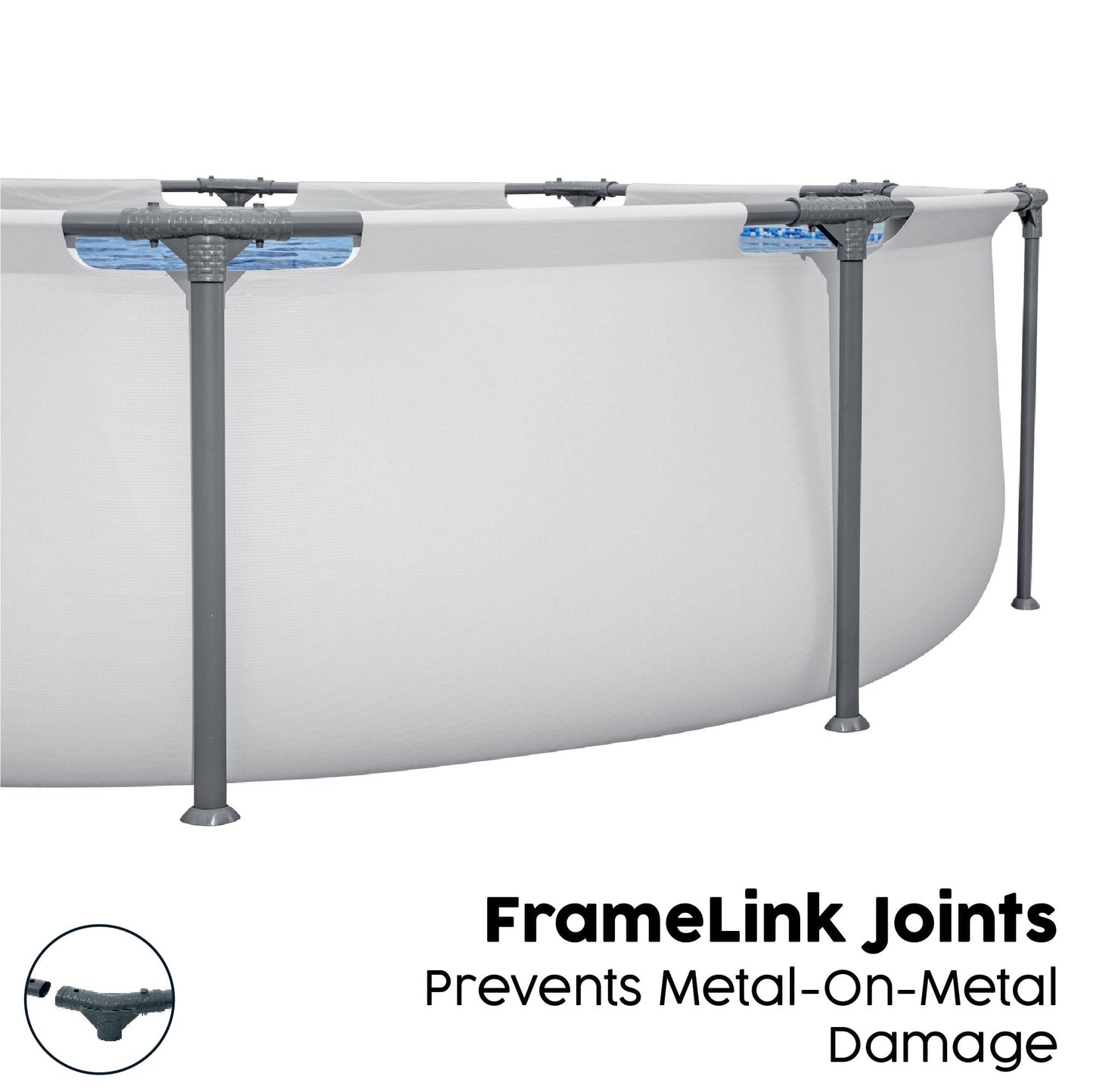 Bestway MAX Steel Pro Round Frame Swimming Pool with Filter Pump, Grey, 10 ft, Multicolour