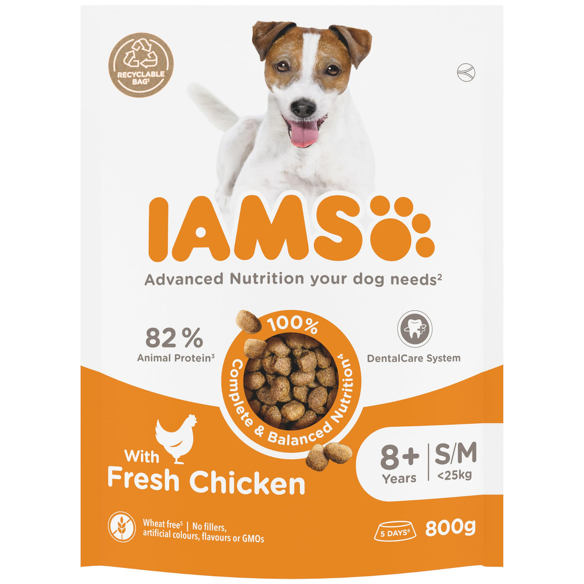 IAMS Senior Small Medium Complete Dry Dog Food Chicken 3kg - With DentalCare System