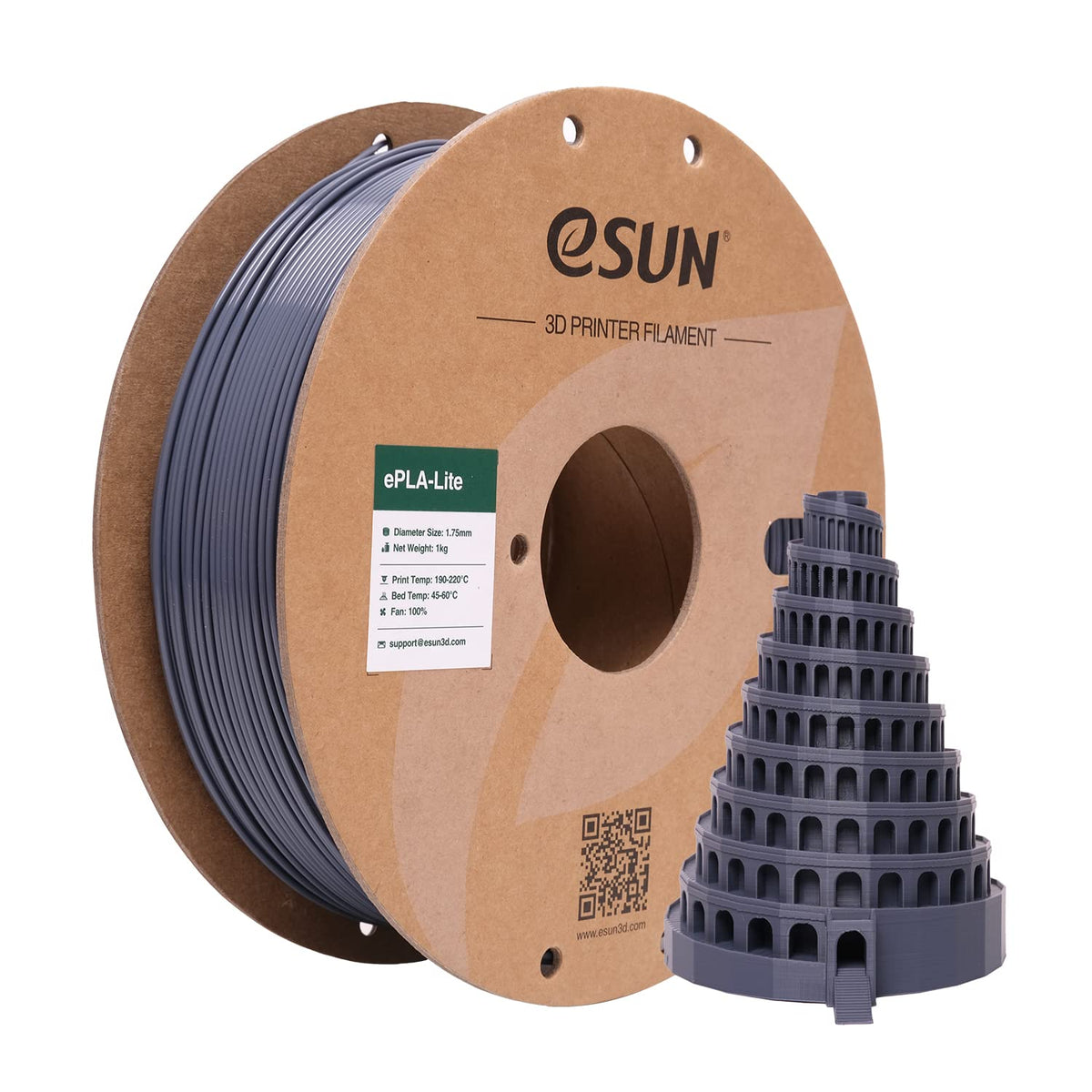 eSUN PLA Filament 1.75mm 1KG(2.2LBS), 3D Printer Filament PLA, Black