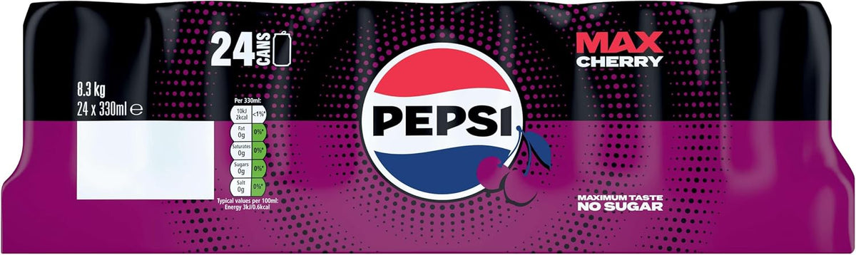 Pepsi Max Cherry Cola | 330ml Can | 24 Pack