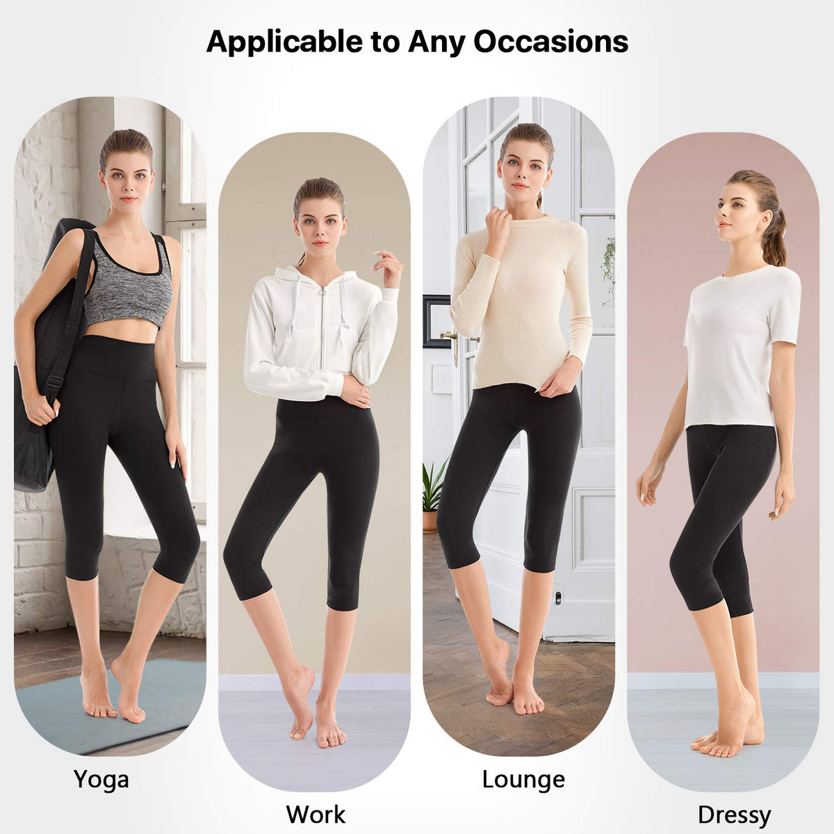 SINOPHANT High Waisted Capri 3/4 Length Leggings for Women