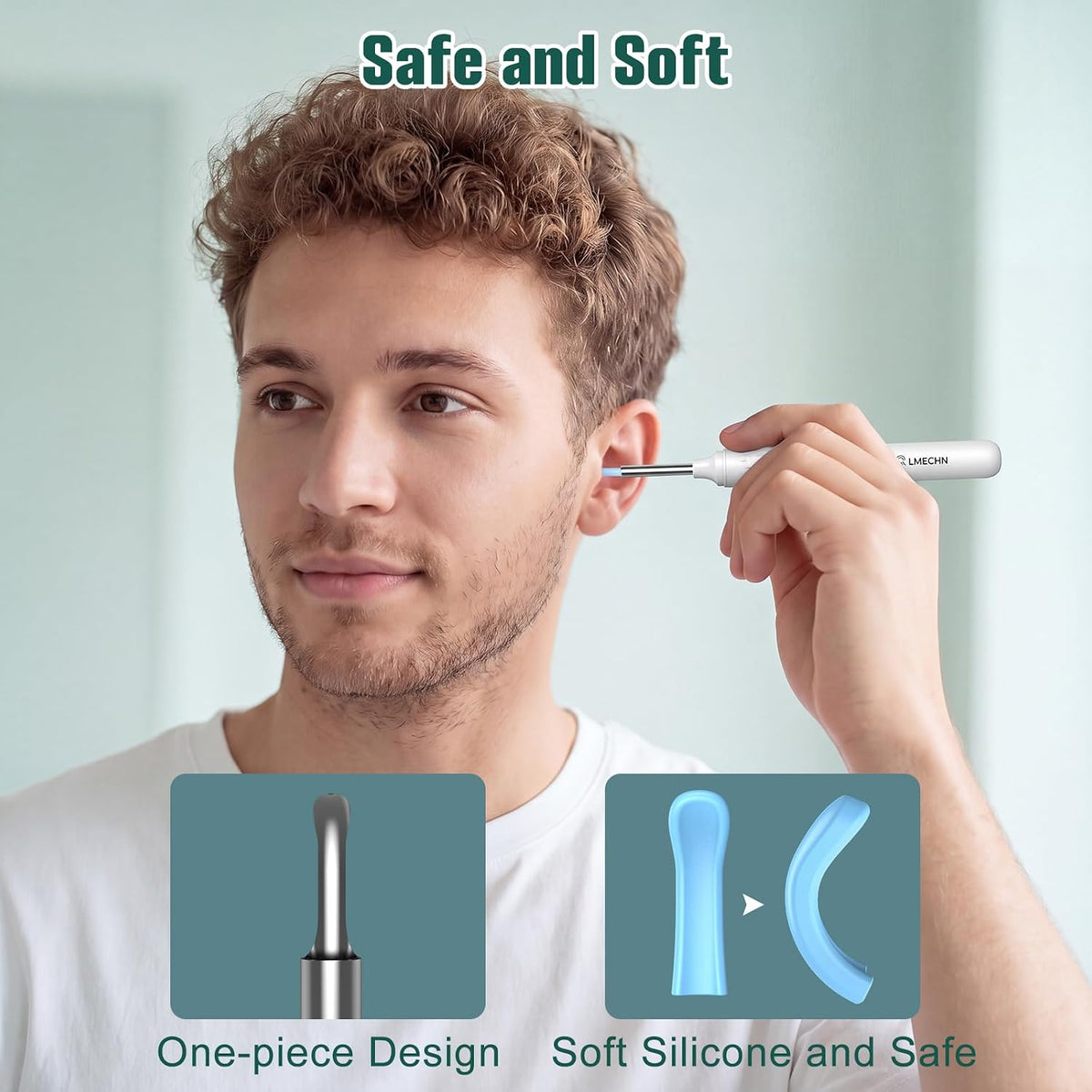 Ear Cleaner with Camera, Ear Wax Removal Kit with 1080P, Ear Camera Otoscope with LED Light, Ear Cleaning Kit for iPhone, iPad, Android Phones-White