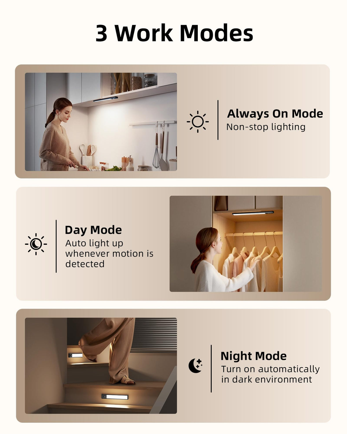 EZVALO Under Cabinet Kitchen Lights, Motion Sensor Lights Indoor 2-Pack