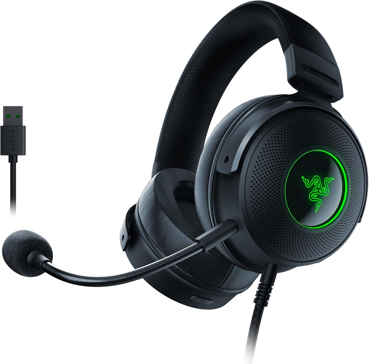 Razer Kraken V3 X USB - Wired USB Gaming Headset (ultra-lightweight at 285g, TriForce 40mm drivers, HyperClear Cardioid Microphone, 7.1 surround sound, Chroma RGB) Black
