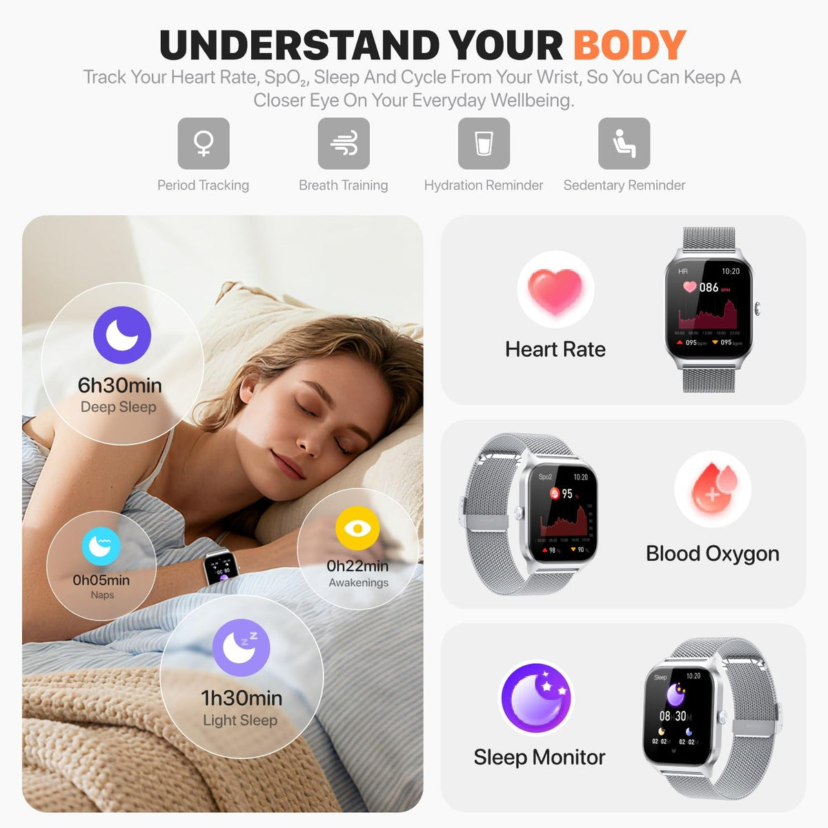 Smart Watch for Women Men - Answer/Make Call, Fitness Tracker Smartwatch for Android iPhone Compatible, Sleep Female Cycle, 120+ Sports Modes Step Counter (Blue, 2 Straps)