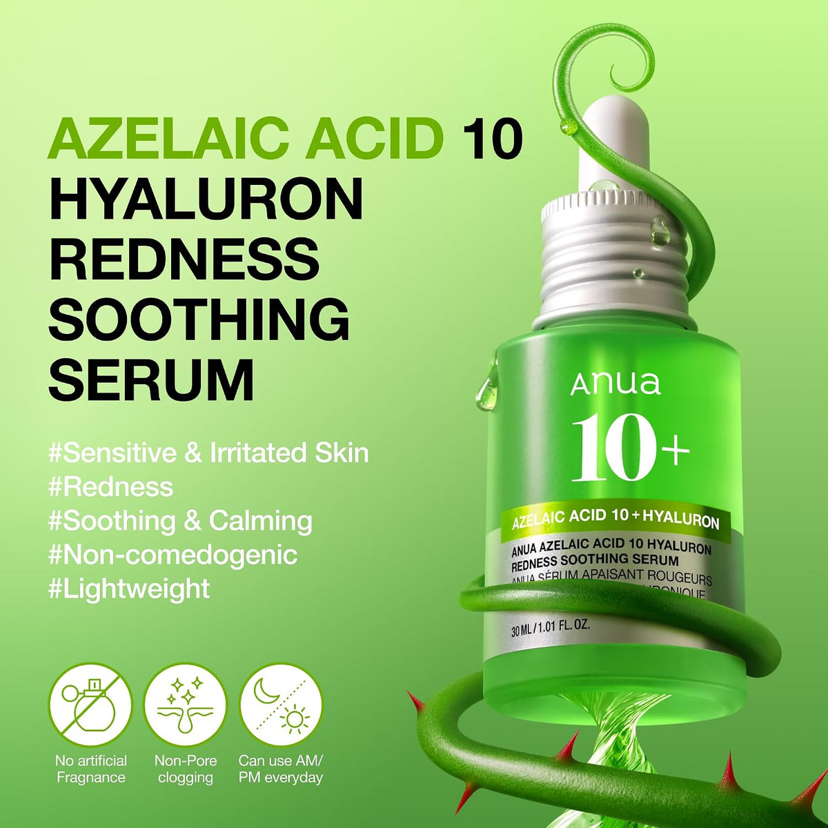 Anua Azelaic Acid 10 Hyaluron Redness Soothing Serum, 30ml