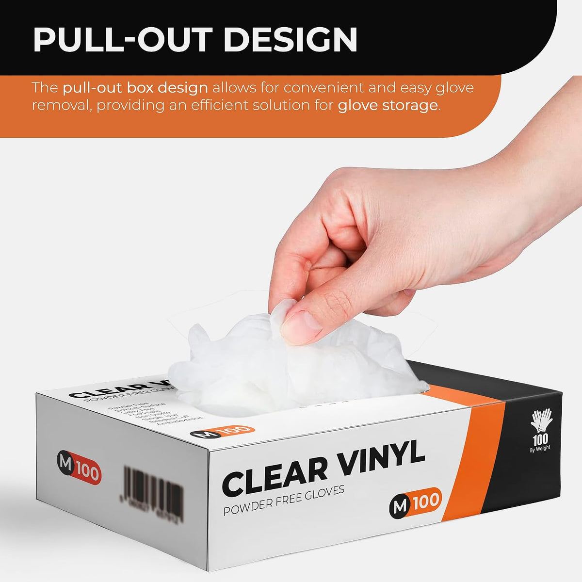 Clear Vinyl Gloves, 100 Count, Clear Disposable Gloves (100, Medium)
