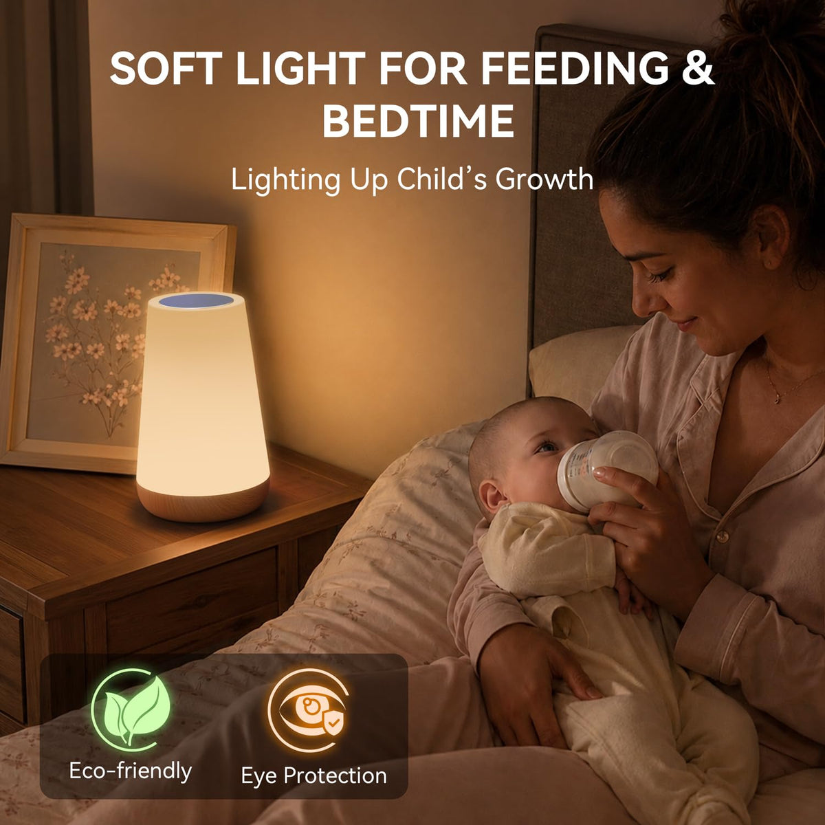 Auxmir Night Light 2 Pack, LED Touch Bedside Table Lamp, 2500mAh Rechargeable Light with RGB Color Changing, Portable Lamp for Children, Kids, Bedroom, Living Room, Camping