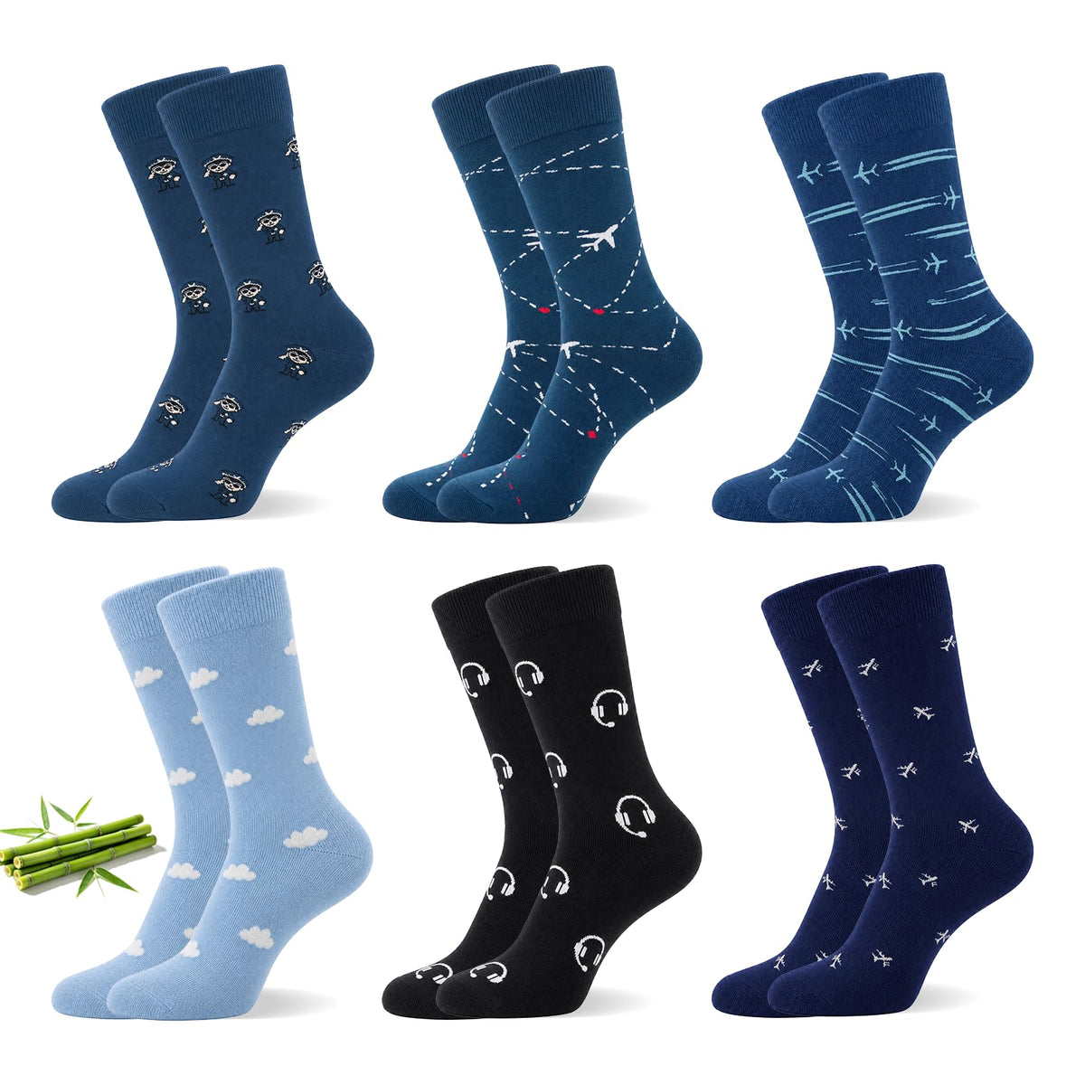 WeciBor Men's Bamboo Seamless Socks 6/12 Pack