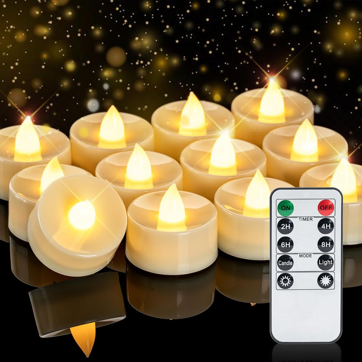 Homemory Led Battery Operated Tea Lights, Fake Electric Flickering Candles