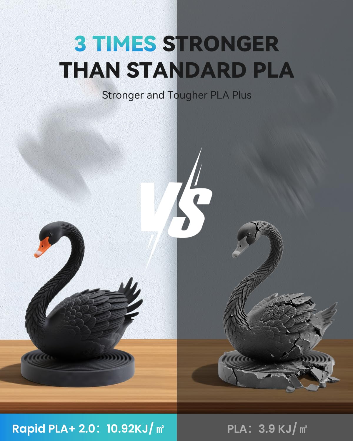 SUNLU Rapid PLA Plus 2.0 Filament Black 1KG, Upgraded PLA+ Filament 1.75mm