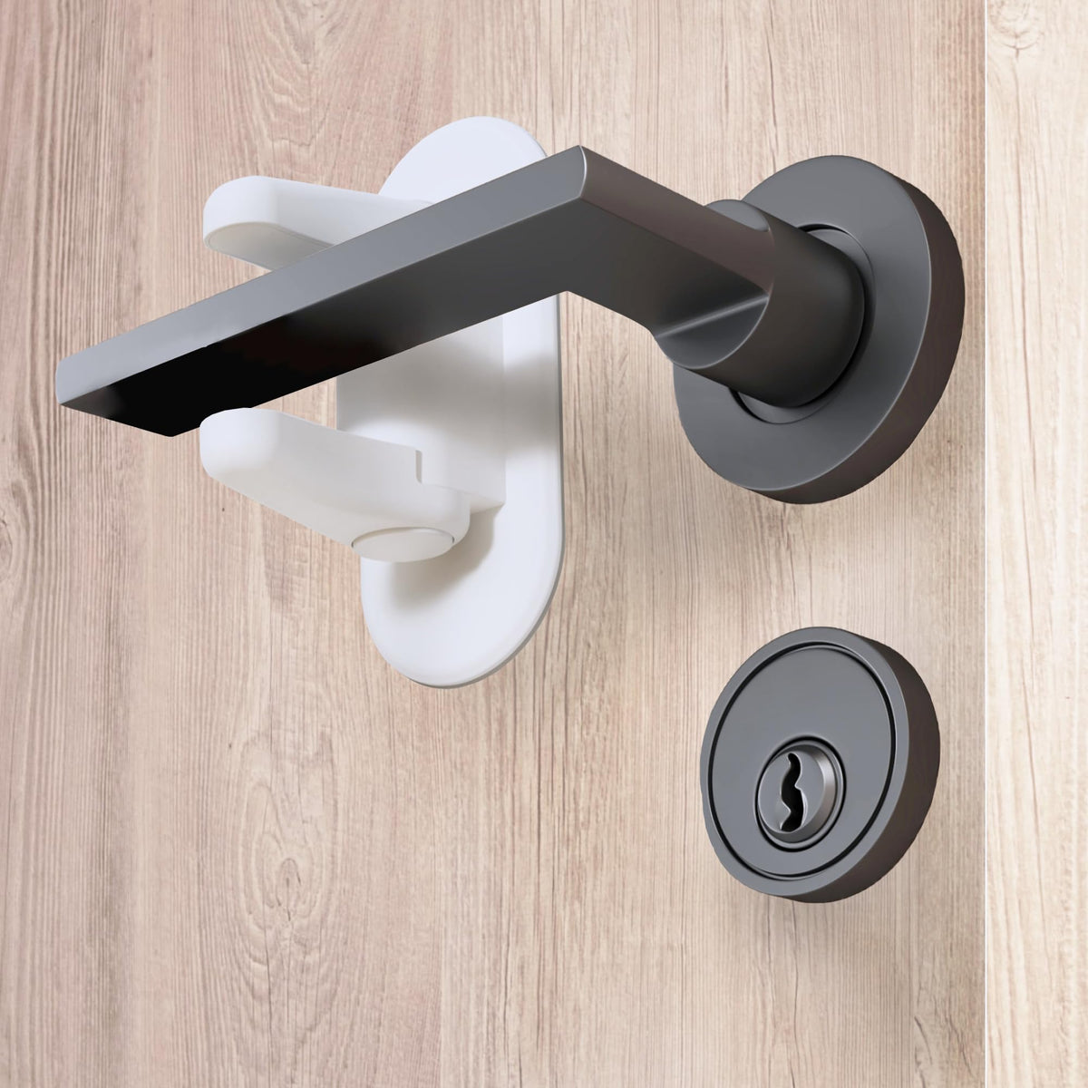 Moonybaby 2 Pack Door Lever Safety Lock, Door Locks for Children, Child Door Handle Lock, Baby Proofing Door Lock Without Drilling, Strong Adhesive, Easy to Install, No Tools Required (White)