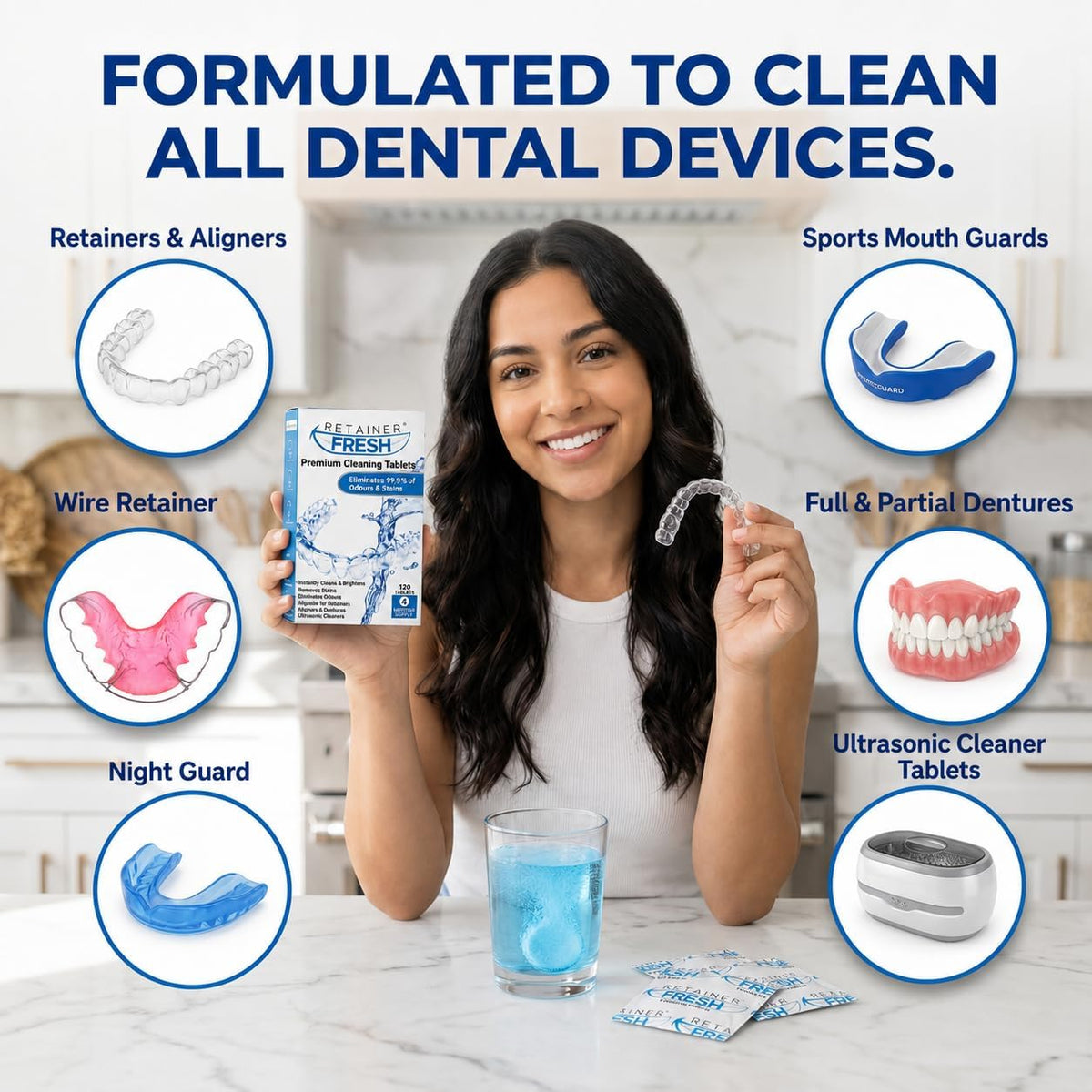 Retainer Fresh Retainer Cleaner Tablets 120 Tablets 4 Month Denture Cleaner