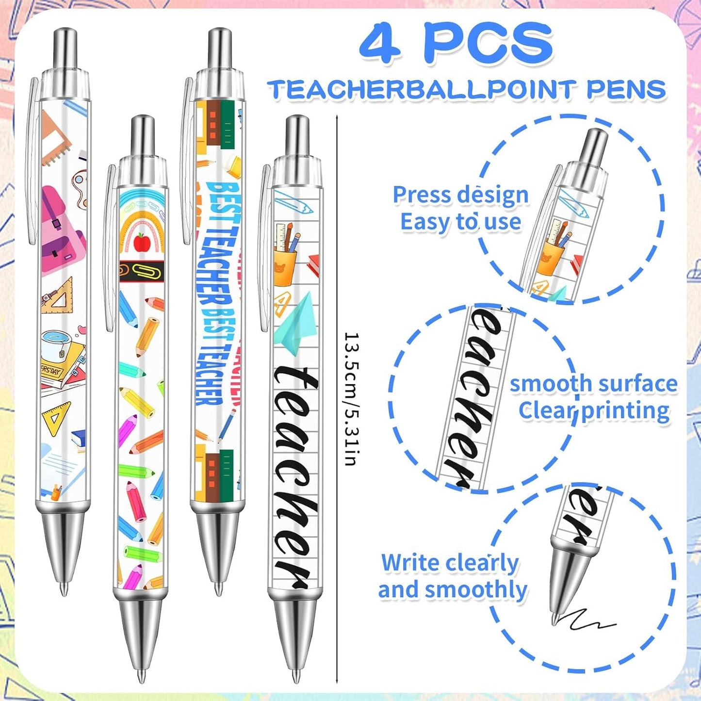 70 Pcs Teacher Appreciation Gifts Bulk Thank You Teacher Gifts with Bookmarks Keychain Ballpoint Pens Drawstring Bags and Stickers Ideal Gifts from Students for Graduation or Teacher Appreciation Week