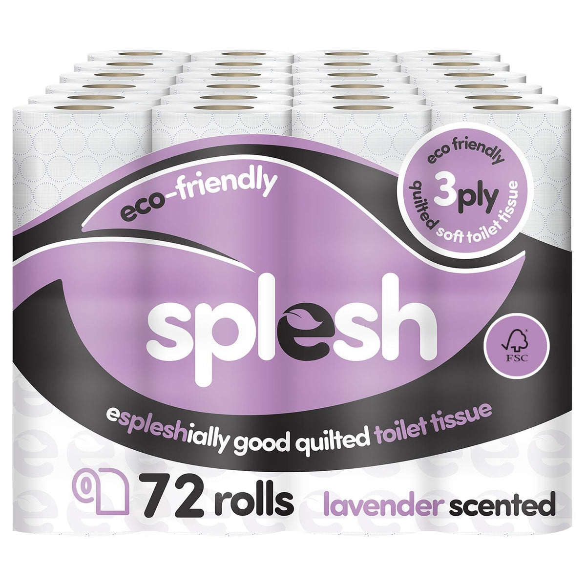 Splesh by Cusheen Toilet Roll 72 Rolls - Aloe Vera Scent Bulk Family Pack | Soft 3 Ply Quilted Bathroom Tissue Loo Rolls | Eco-Friendly, Sustainable Toilet Paper