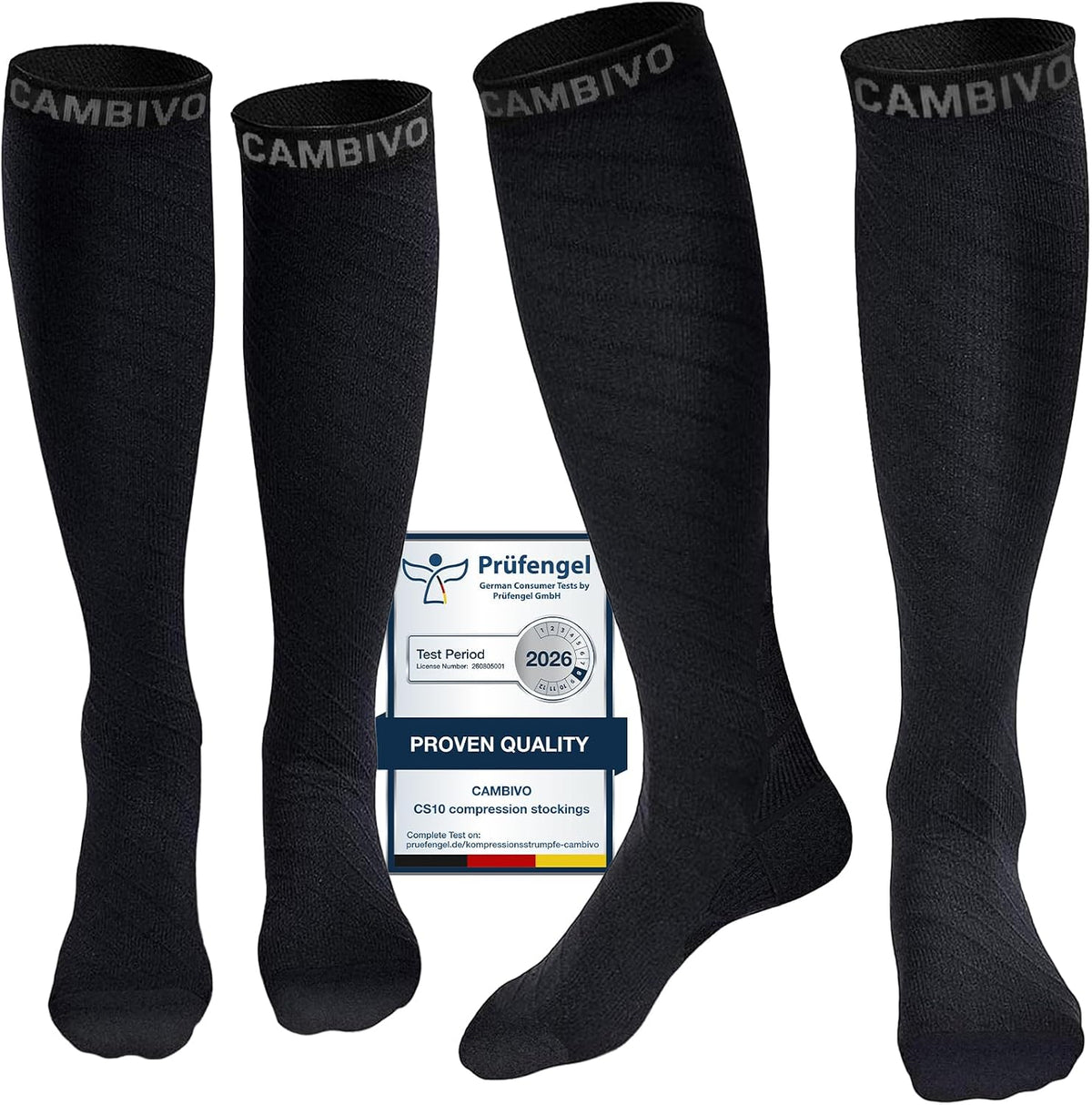 CAMBIVO Compression Socks for Women & Men 2 Pairs, Travel Flight Socks