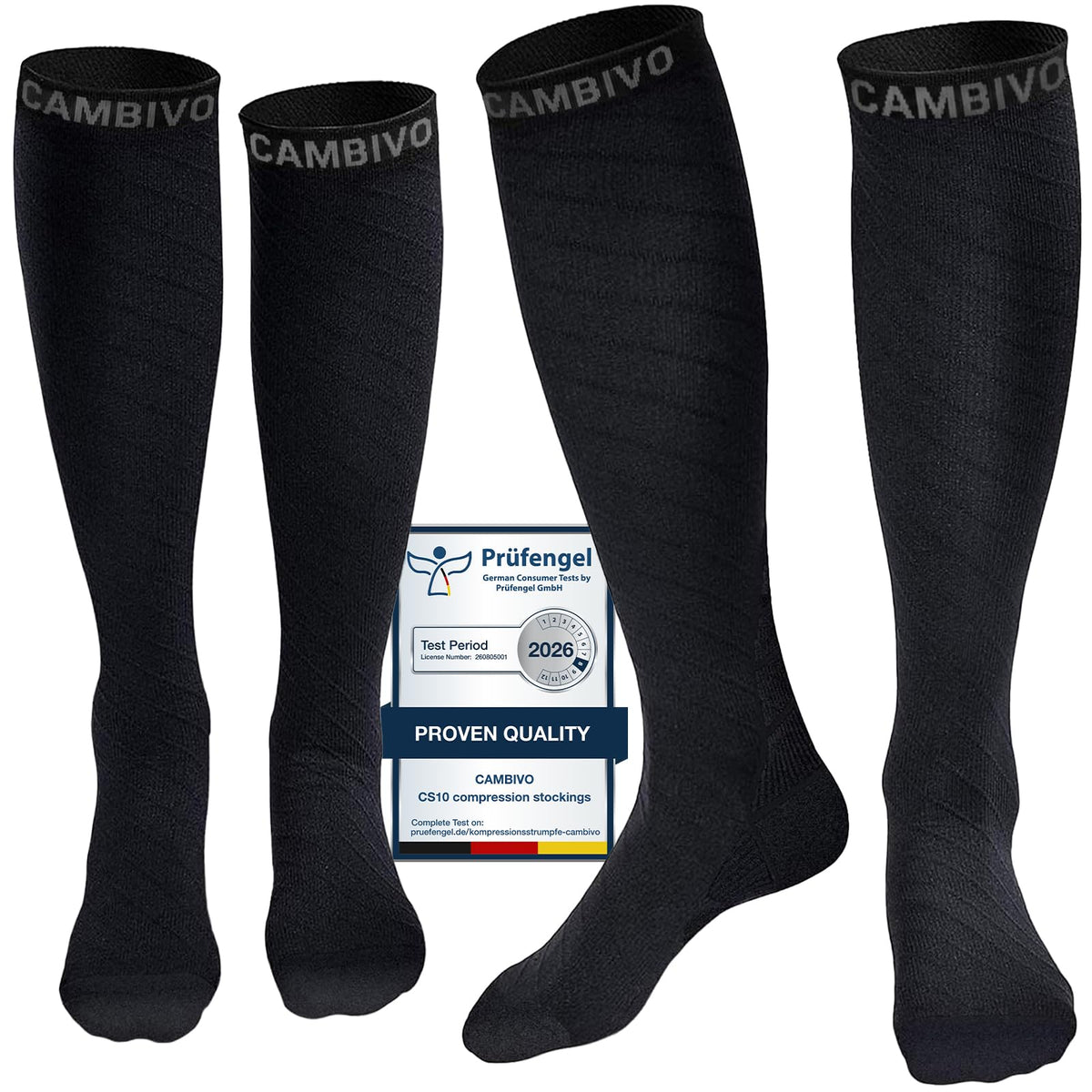 CAMBIVO Compression Socks for Women & Men 2 Pairs, Travel Flight Socks