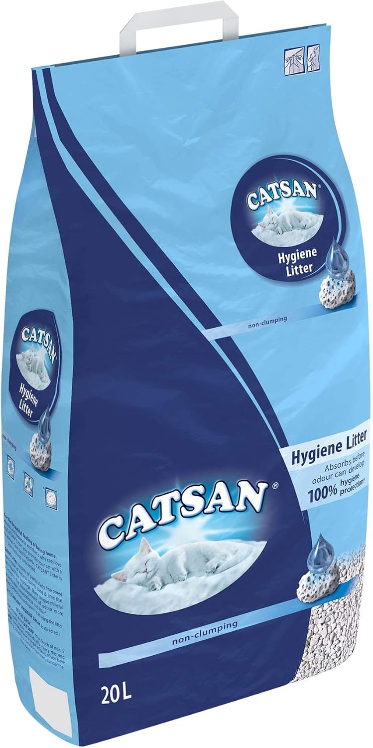 Catsan Hygiene Non-Clumping Cat Litter, 2 Packs (2 x 20L)