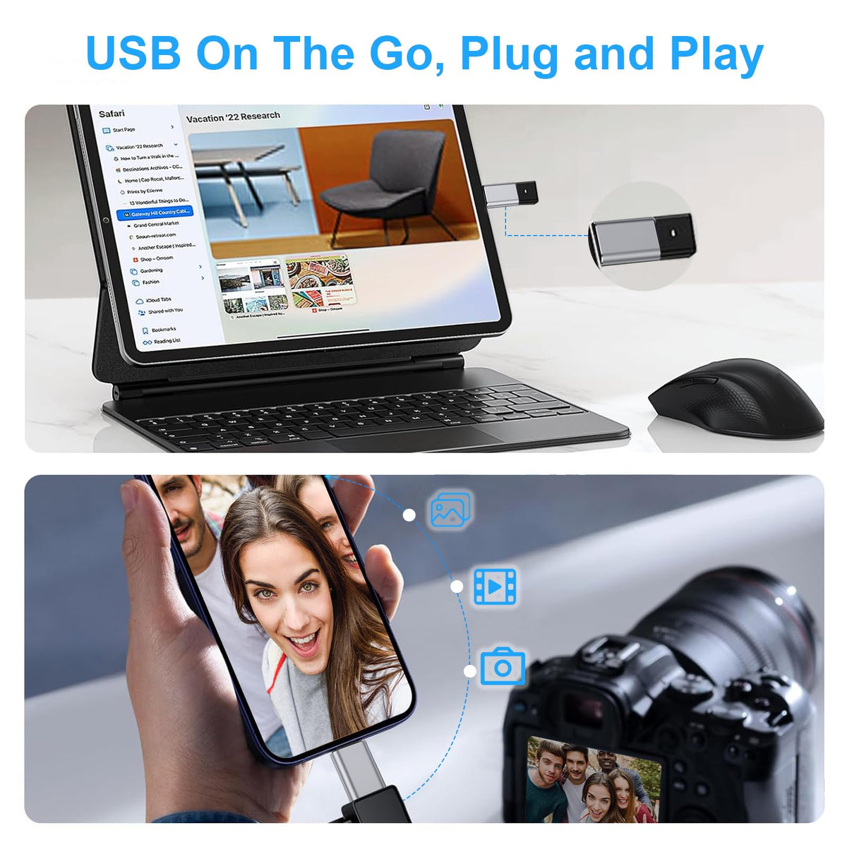 4Pack USB C to USB 3.0 Adapter(2Pack)& USB 2.0 to USB C Adapter(2Pack), 5Gbps SuperSpeed Data Transfer and Charge USB Converter Compatible with iPhone16 15 Laptop Samsung