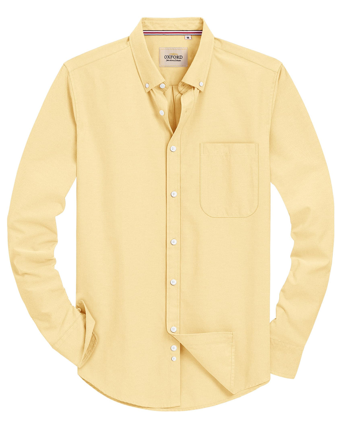 J.VER Men's Long Sleeve Oxford Shirts Smart Casual Business Formal Plain Non Iron Button Down Shirt with Pocket