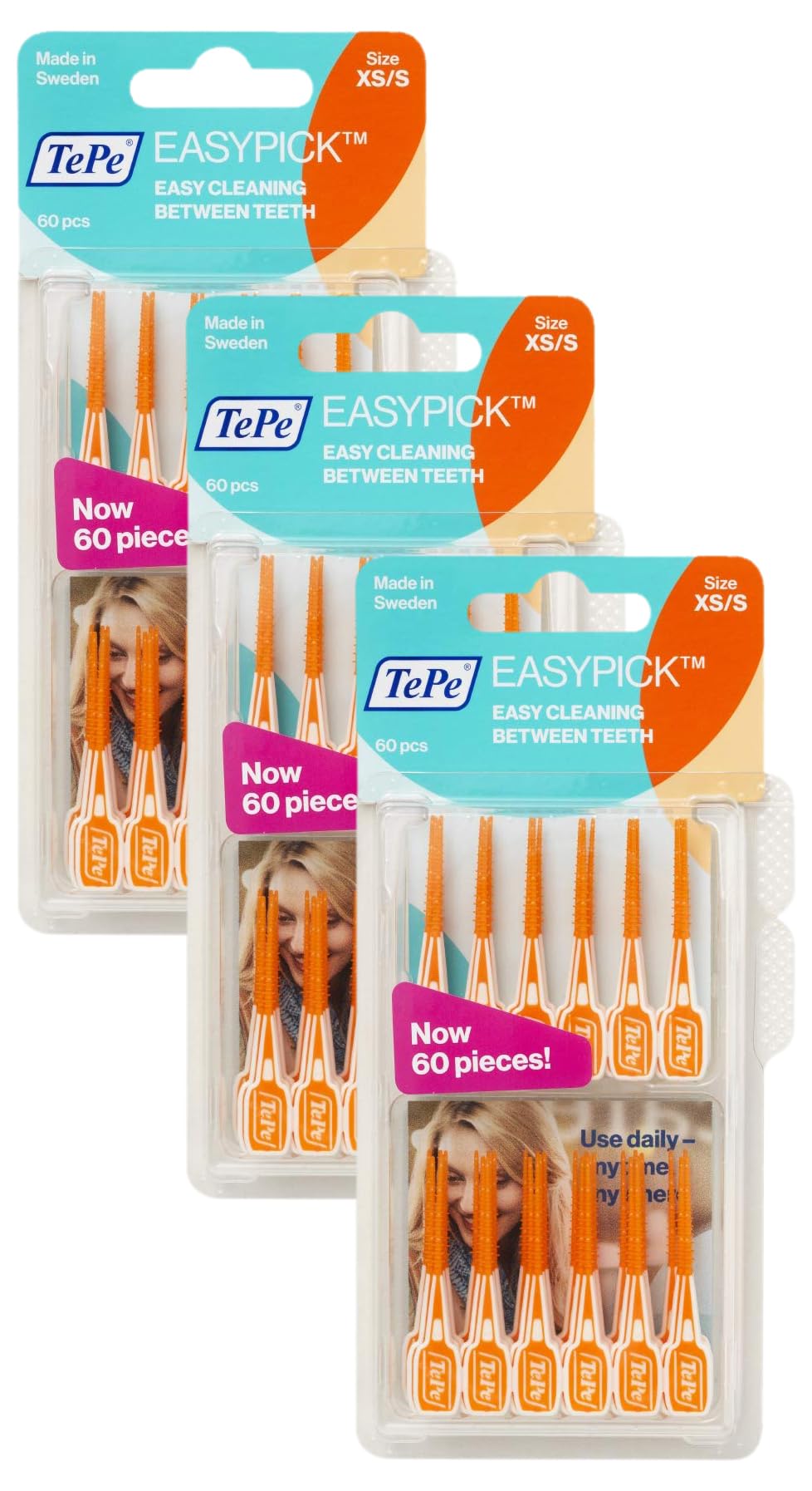 TePe EasyPick Toothpicks, Orange, ISO XS-S, 60pcs