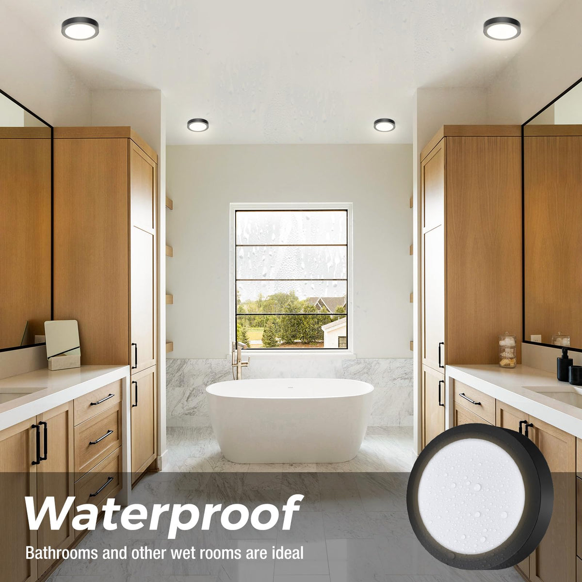 slochi Bathroom Light, 3000K/4000K/6500K 3 Color Temperature, Waterproof, Round, Modern, Flush Ceiling Light for Bathroom, Kitchen, Bedroom, Hallway and MoreØ18CM(Gold)