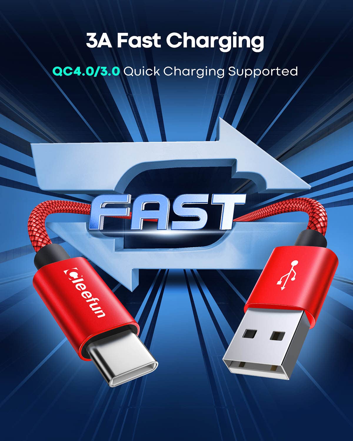 CLEEFUN 3M USB C Cable (2-Pack), Long PS5 Controller Charger Fast Charging