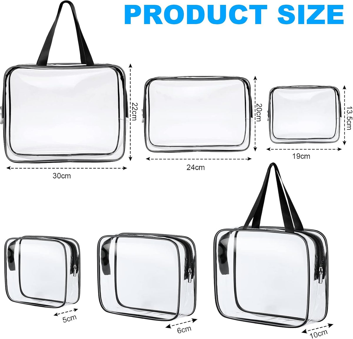 Aucuu Clear Toiletries Bag, 3 Pack PVC Waterproof Toiletries Carry Pouch, TSA Approved Travel Toiletry Bag with Zipper, Multi-Size Cosmetic Makeup Bags for Men, Women and Kids - Travel Business