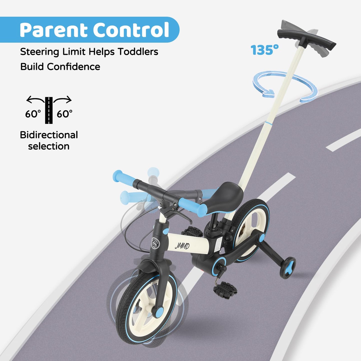 JMMD 6-in-1 Convertible Toddler Balance Bike to Pedal Bike — Ages 18 Months to 5 Years