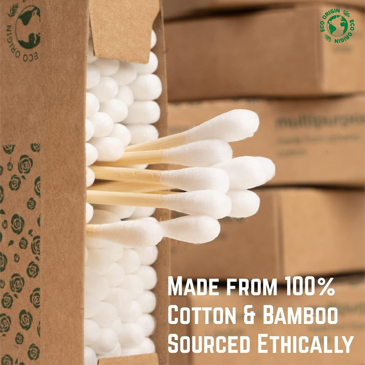 600 Bamboo Cotton Buds | 100% Eco-Friendly Biodegradable | Cotton Buds Bamboo | Ear Swabs | Ear Picks | Cotton Ear Buds | 6 x100 Ear Buds Cotton