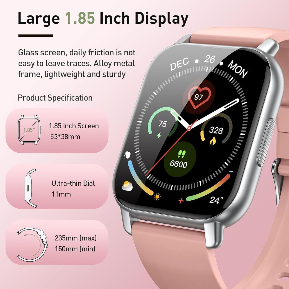 Cillso Smart Watch, Alexa Built-in, 1.83" Bluetooth Calling Fitness Watch