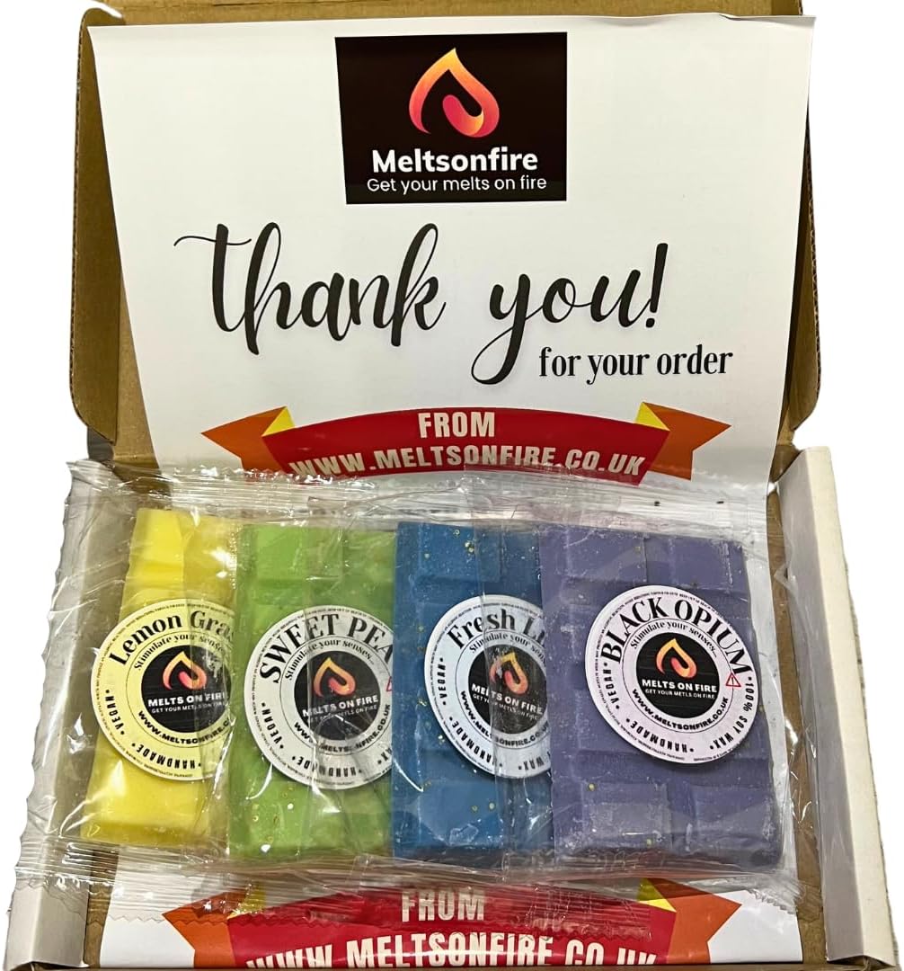 Wax Melts – 4 X Snap Bars - (Lemon Grass, Black Opium, Fresh Linen, SweetPea) – Scented Soy Wax Melts Vegan