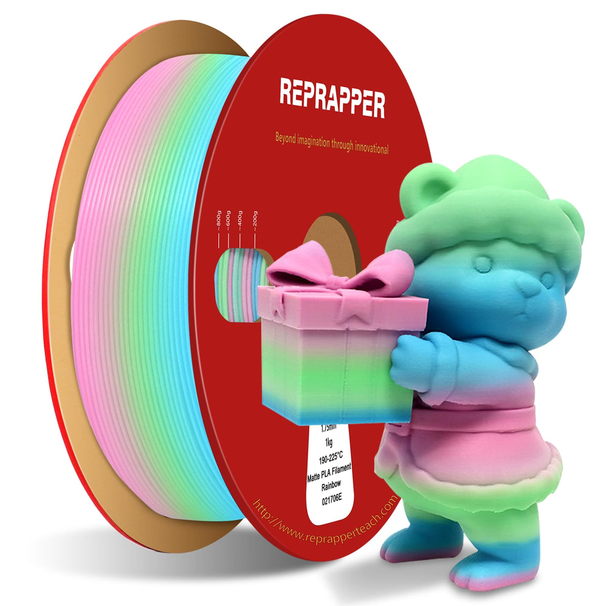 Reprapper 4X 250g Color Pack – Dual Color PLA Filament 1.75mm for 3D Printer & 3D Pen, Multicolour Filament, 4 x 250g Matte Red/Blue, Matte Purple/Green, Silk Red/Blue, and Silk Purple/Green