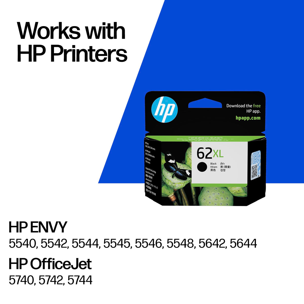 HP 62 Black & Tri-colour Original Ink Cartridges 2-Pack
