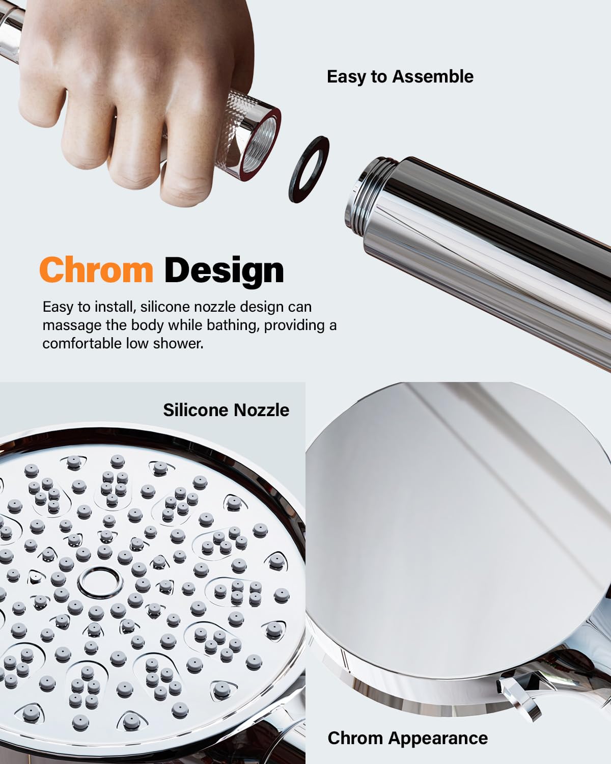 Cobbe Hard Water Filter Shower Head with 1.5m Hose and Holder