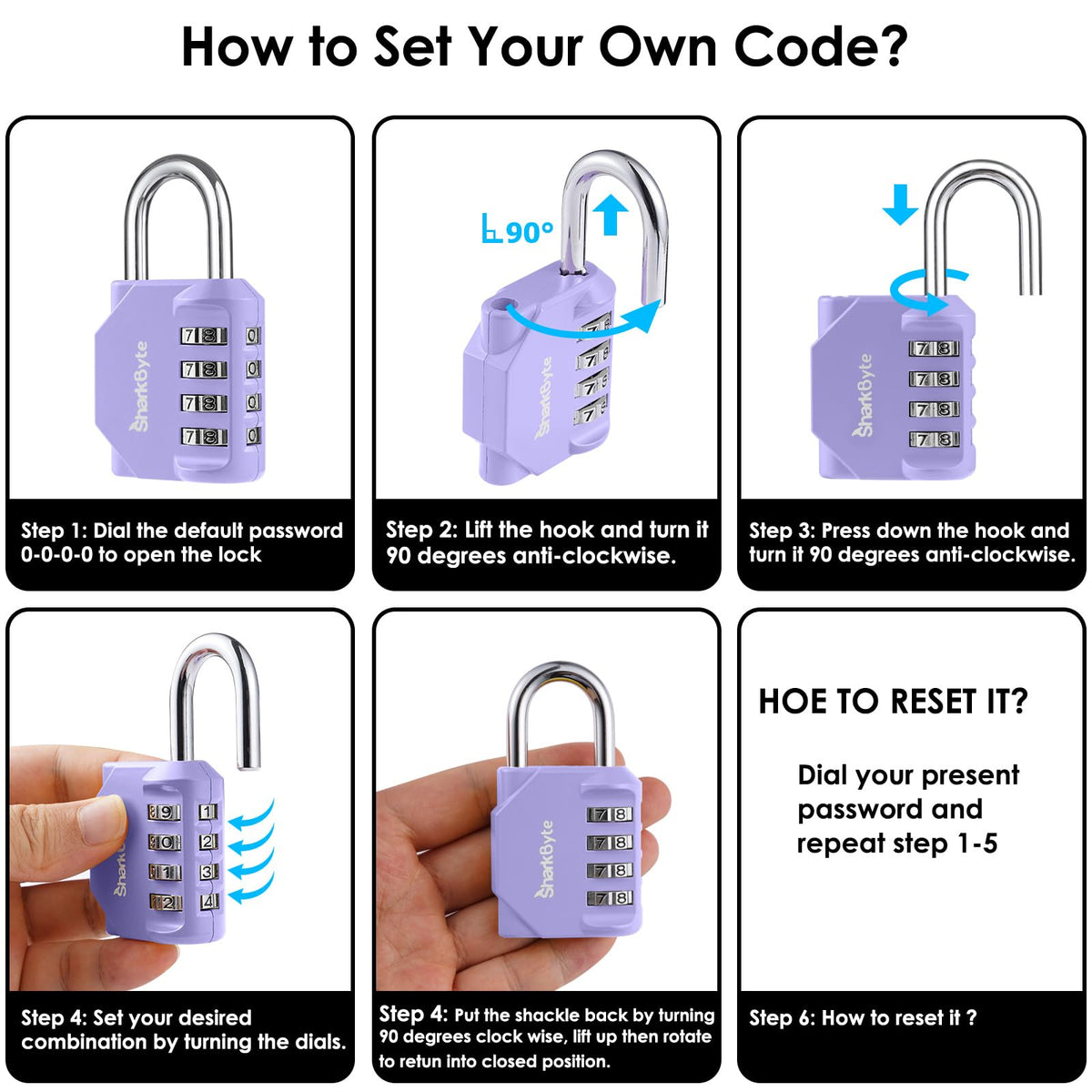 SharkByte Heavy Duty Combination Padlock – 4-Digit Weatherproof Outdoor Lock with Stainless Steel Shackle, Anti-Rust Resettable Code for Gym, School, Locker, Shed, Toolbox, Gate & Warehouse - Red