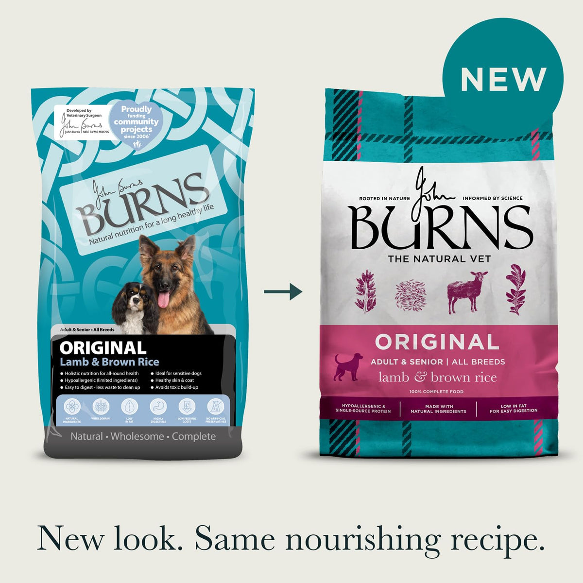 Burns Pet Nutrition Hypoallergenic Complete Dry Dog Food Adult and Senior Dog Original Chicken and Brown Rice 12 kg