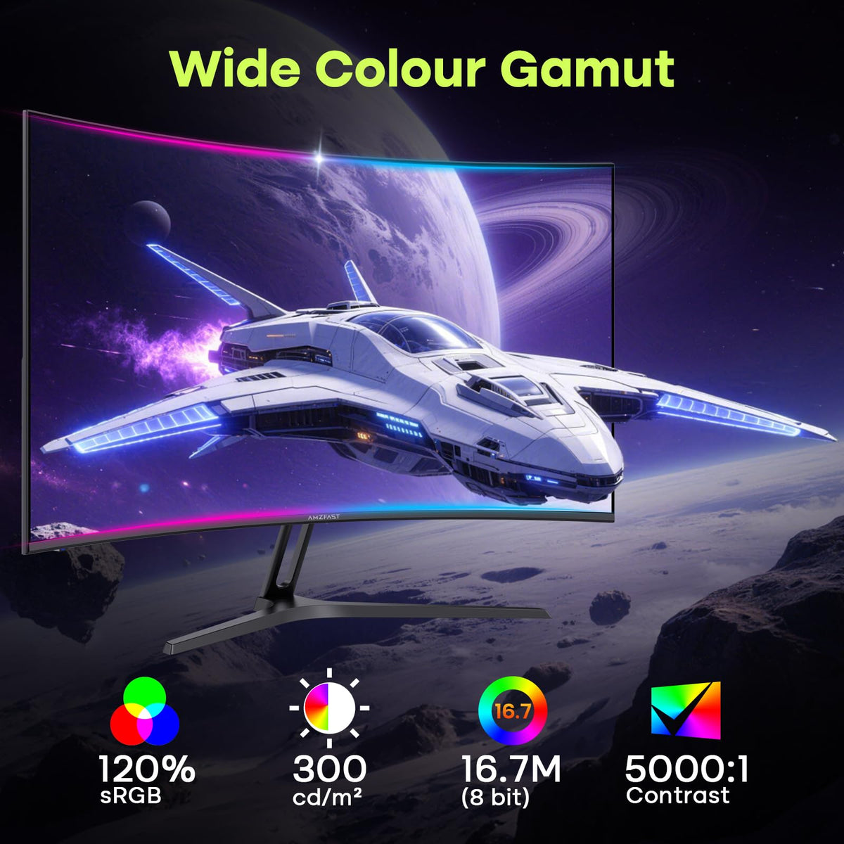 Amzfast 24 Inch 200Hz Gaming Monitor, FHD 1080P Fast IPS, 1ms MPRT, Adaptive Sync, AI-Crosshair, 110% sRGB, HDR, Low Blue Light, HDMI2.0&DP1.4, VESA75x75mm for PC Desktop Laptop PS5 Xbox, G24X1W