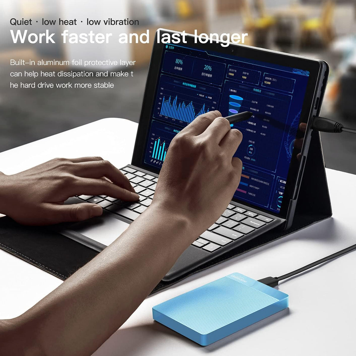 UnionSine External Hard Drive 1TB Ultra Slim Portable Hard Drive USB 3.0 HDD Storage Compatible for PC,Mac, Laptop, Xbox, Xbox one, PS4(Blue) HD2510