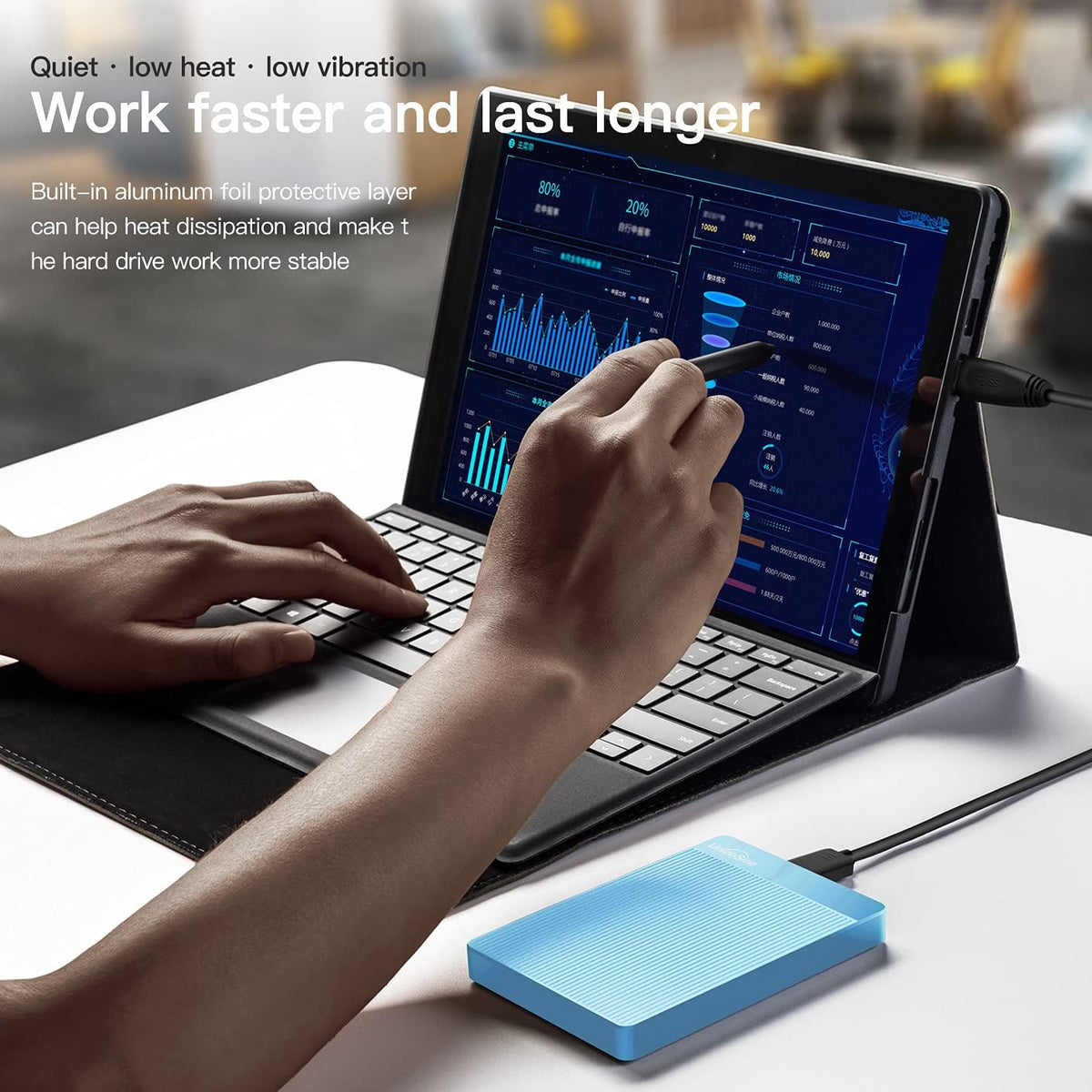 UnionSine External Hard Drive 1TB Ultra Slim Portable Hard Drive USB 3.0 HDD Storage Compatible for PC,Mac, Laptop, Xbox, Xbox one, PS4(Blue) HD2510