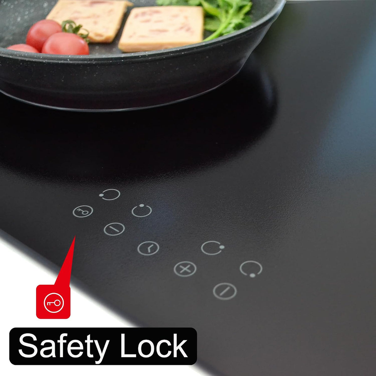Built-in Ceramic Hob 4 Burners, STARCHARTS Electric Hob, 4 Zones Cooktops with Total Power 6000W, Timer, Child Lock, Black Glass