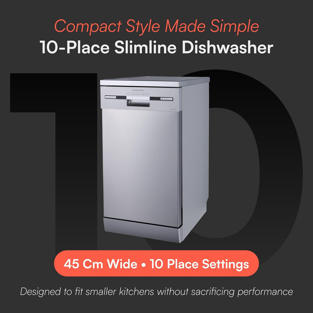 Cookology 45cm Slimline Under-Counter Dishwasher - Stainless Steel