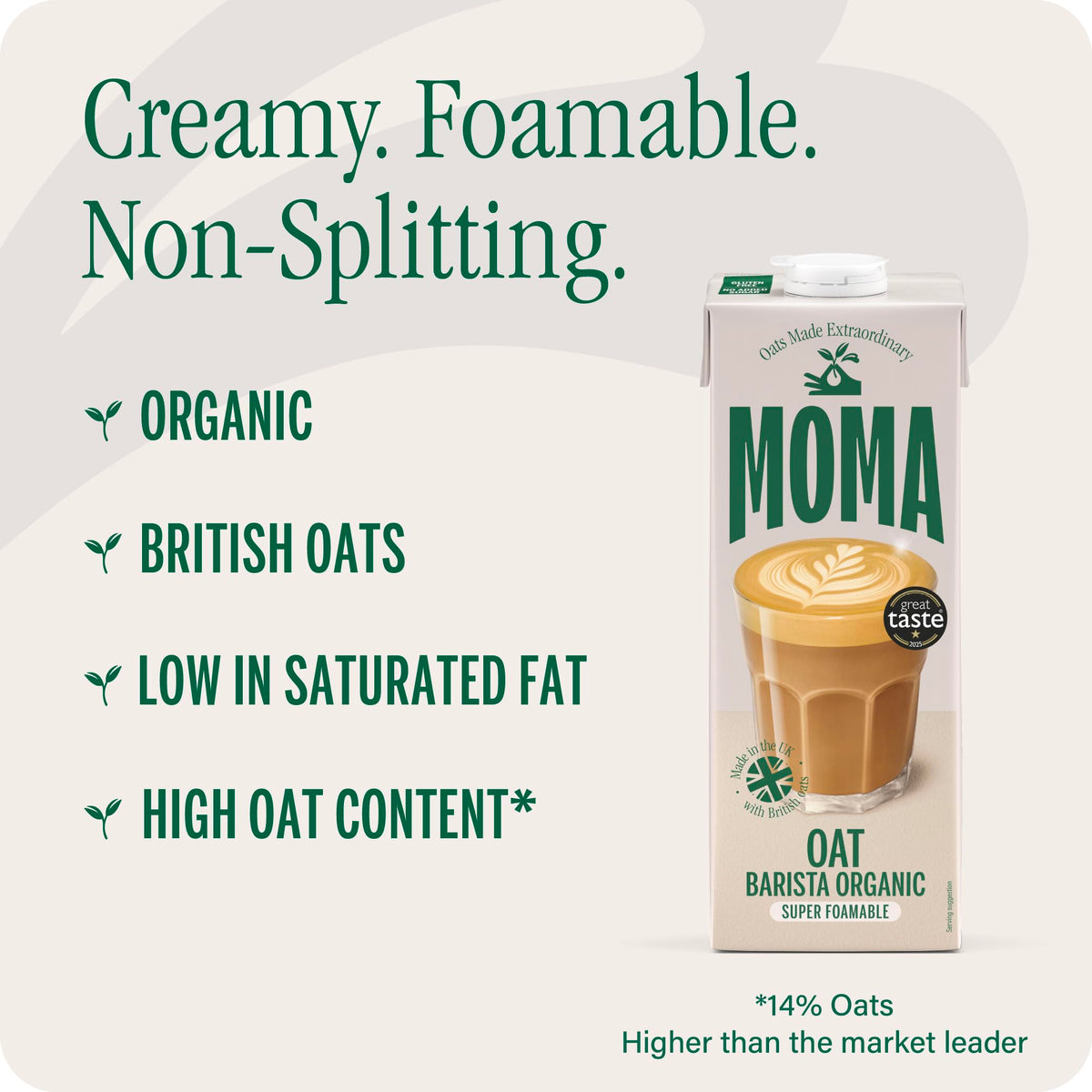 MOMA Pistachio Oat Drink • 1L • No Added Sugar • Vegan, Nut Free & GF