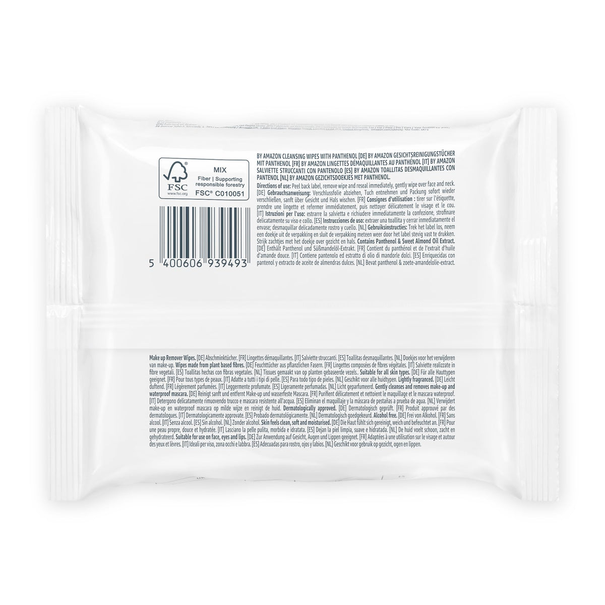 by Amazon Aloe Vera Face Cleansing Wipes, Make-Up Remover for Sensitive Skin, Fragrance Free, 25 Wipes