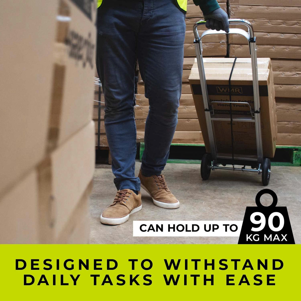 WMR Heavy Duty Folding Aluminium Hand Truck Trolley | Multi-Purpose Sack Barrow Cart | Lightweight & Durable Aluminium Trolley for Luggage, Groceries, Office, Warehouse | 80KG Load Capacity