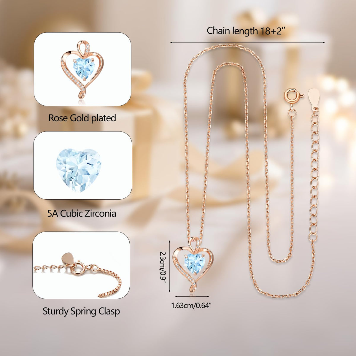 LAVUMO Heart Necklace for Women 925 Sterling Silver Love Pendant Jewellery