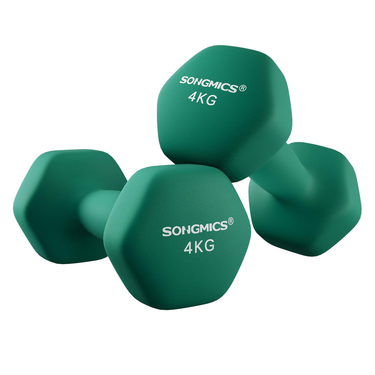 SONGMICS Set of 2 Hex Dumbbells with Neoprene Coating for Strength Training, Fitness, Home Workout